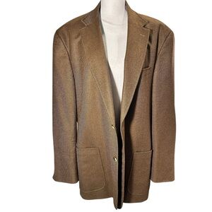 Nautica Mens Tan Lambswool Blazer with Suede Elbow Patches